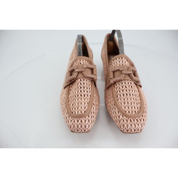 Steve Madden Womens Ryann Chain Loafers Beige Pink Rafia Square Toe Size 7 - Picture 4 of 12